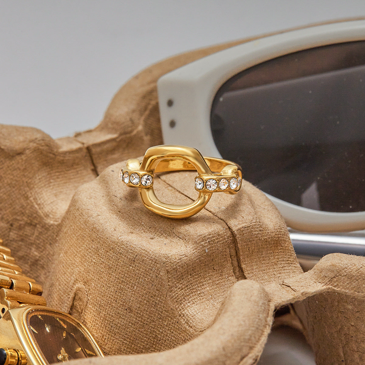 Wholesale Rhinestone Ring Stainless Steel Non-Fading Jewelry