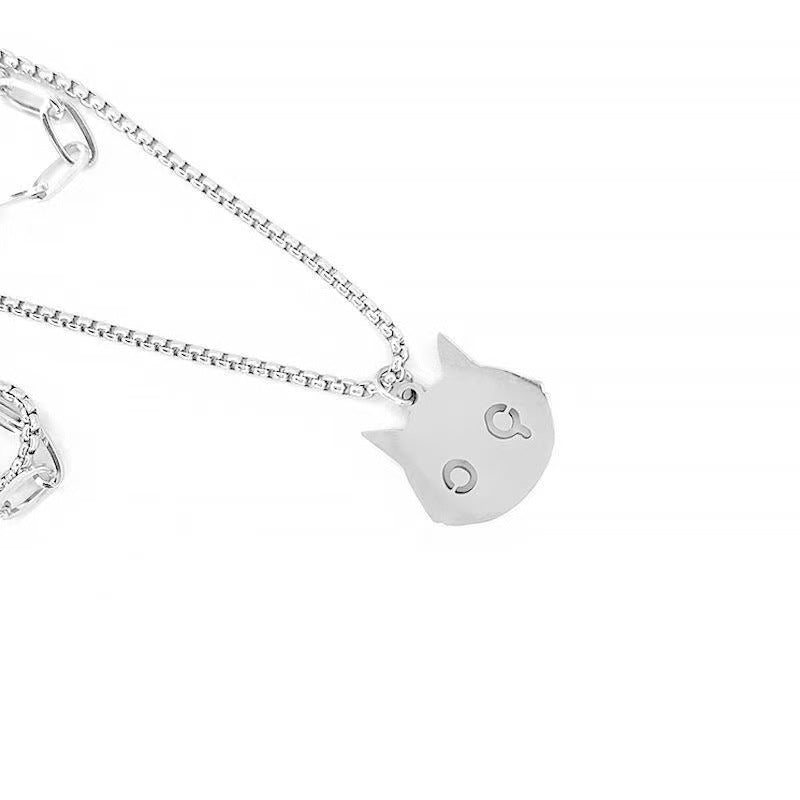 Wholesale Titanium Steel Devil Kitten Cartoon Necklace