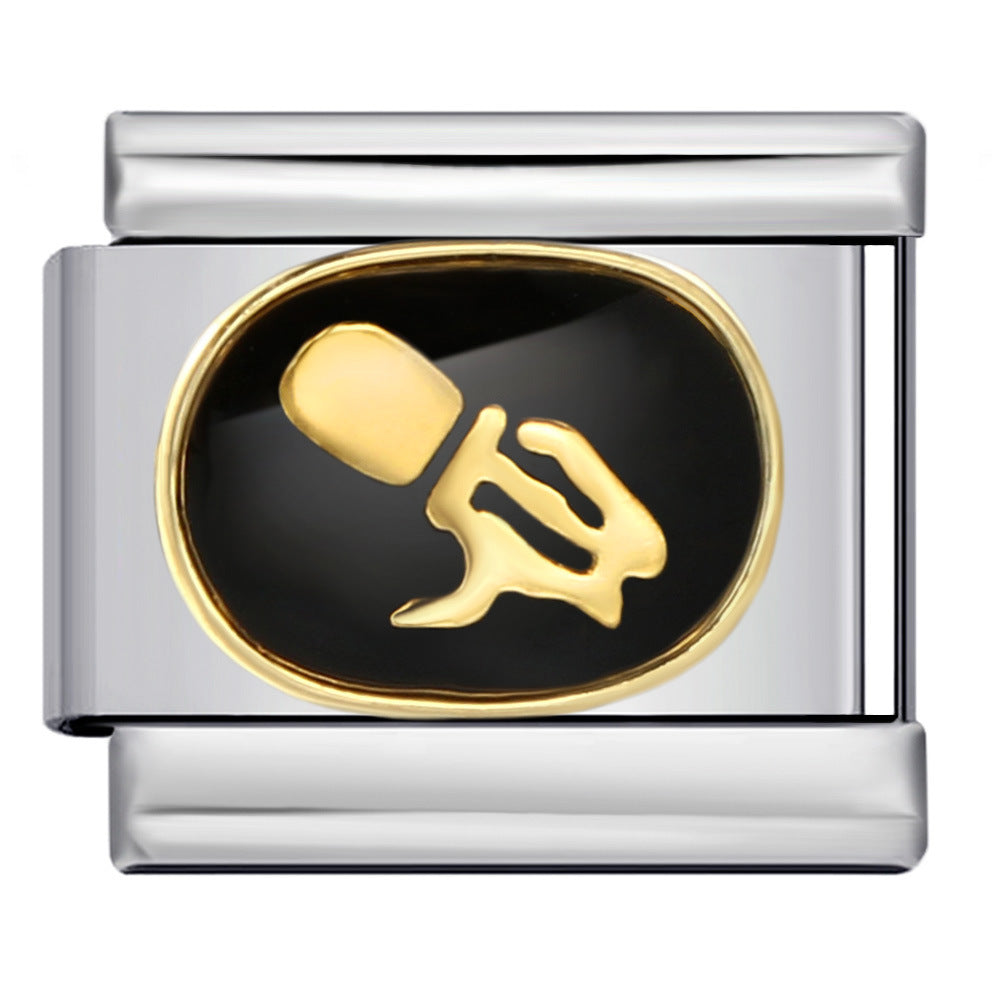 Wholesale Italian Charm Bracelet 9mm DIY Splicing Removable Black Zodiac Stainless Steel Composable Bracelet