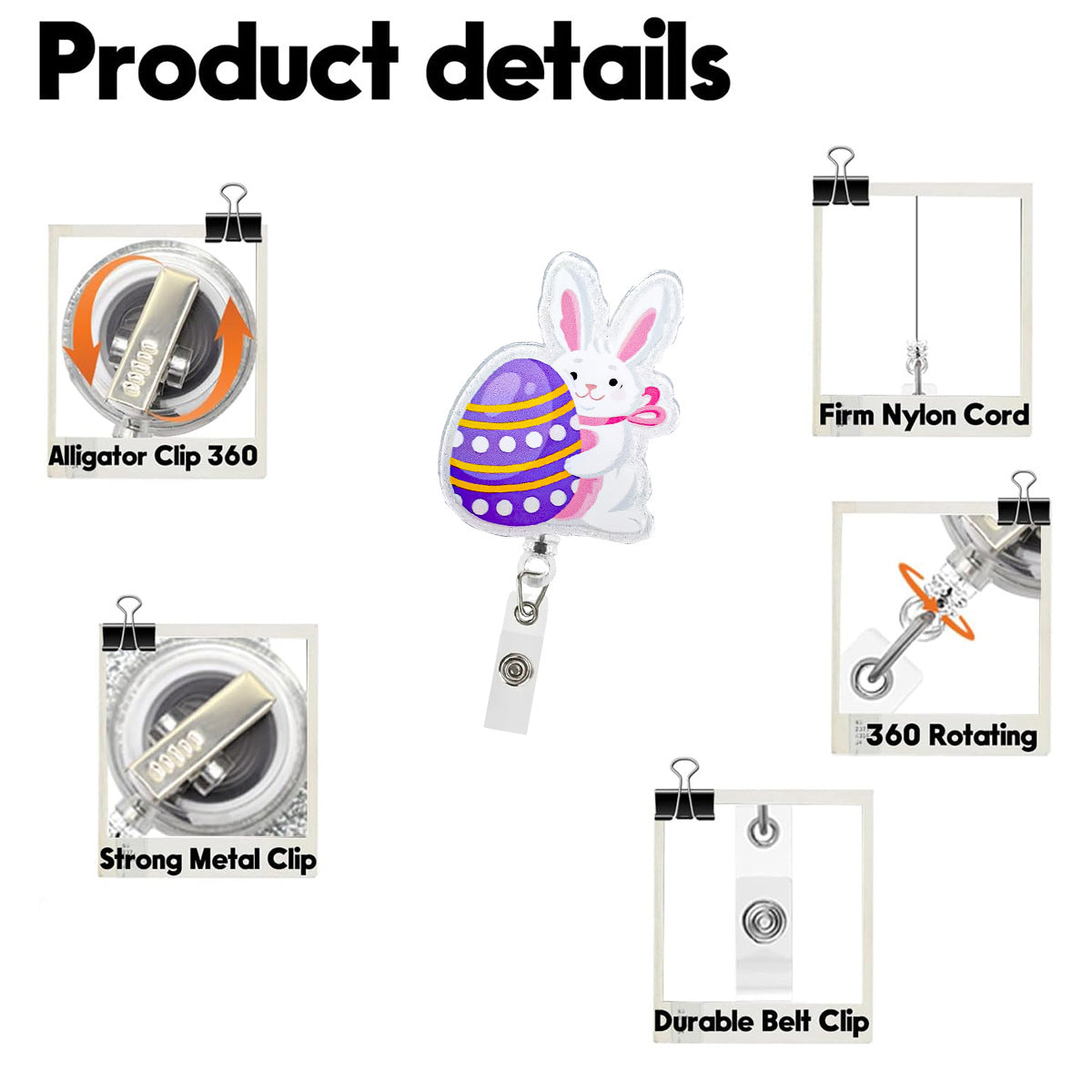 Wholesale retractable easy-pull buckle acrylic Christmas bow  Badge Reels