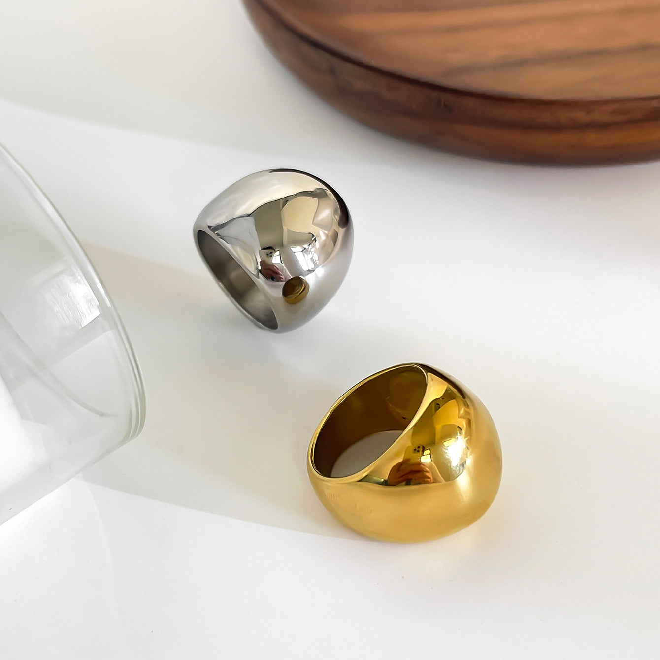 Wholesale stainless steel smooth large arc trend  ring