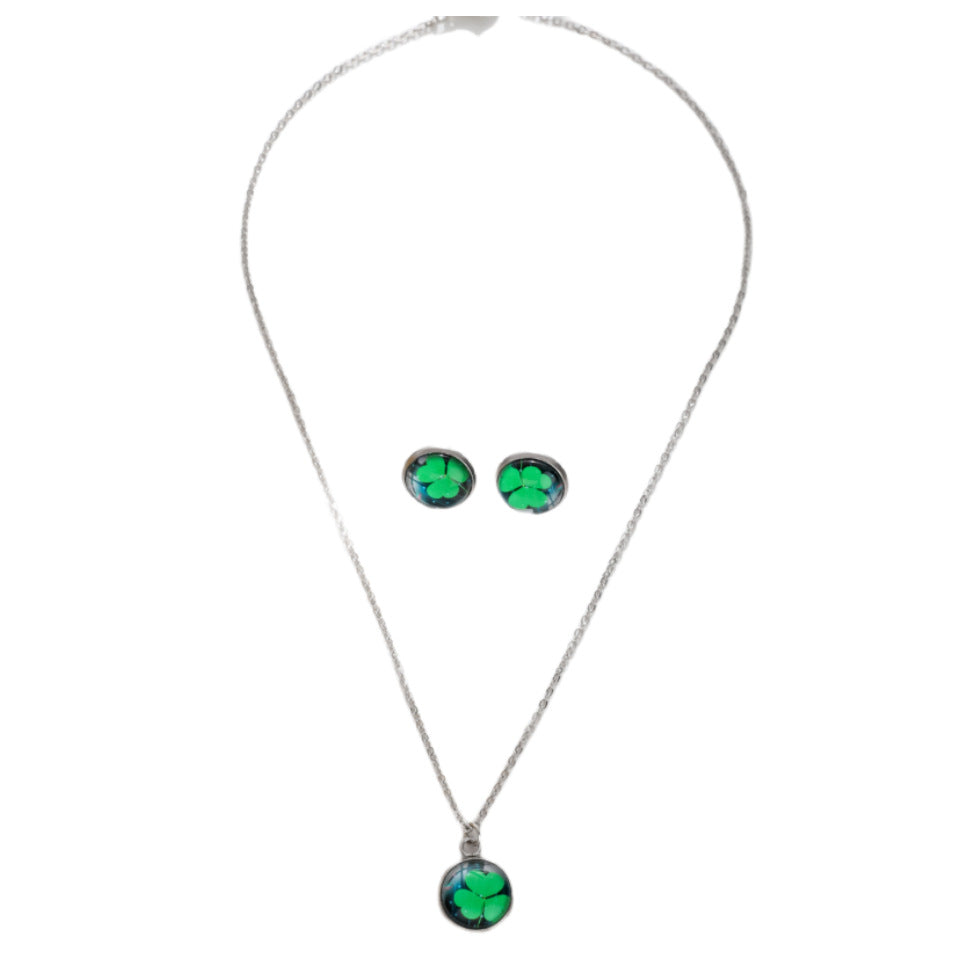 Wholesale St. Patrick's Day Lucky Shamrock Earrings Necklace Set