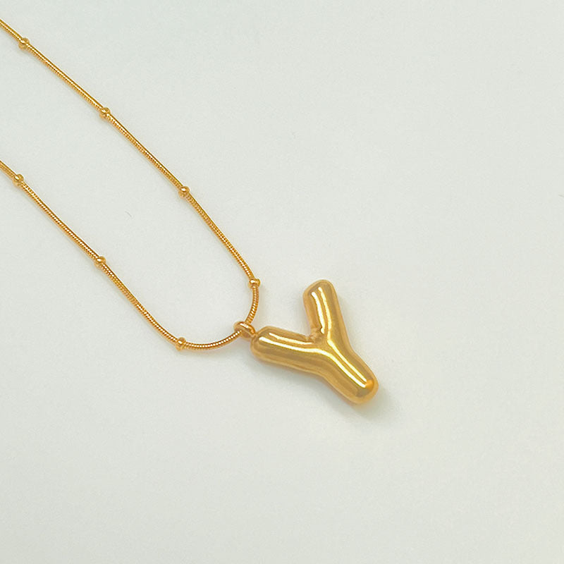 Wholesale Stainless Steel 18K Gold Plated Letter Necklaces ACC-NE-YuHui001