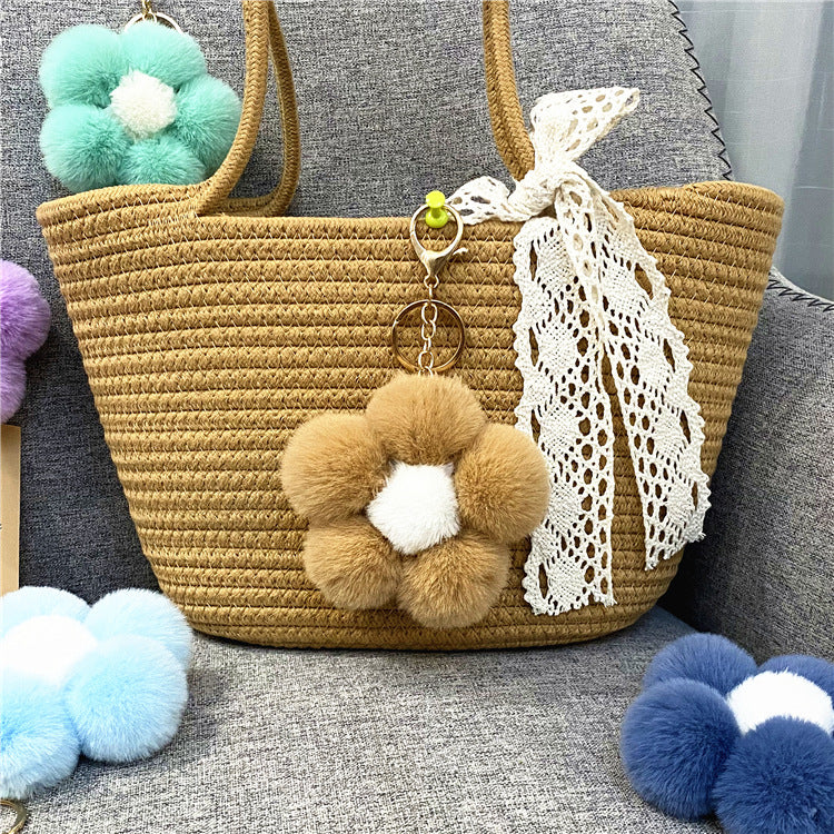 Wholesale Cute Flower Plush Keychain Red Plush Bag Charm For Bags And Car Keys Everyday Use Gift Boutique Resale