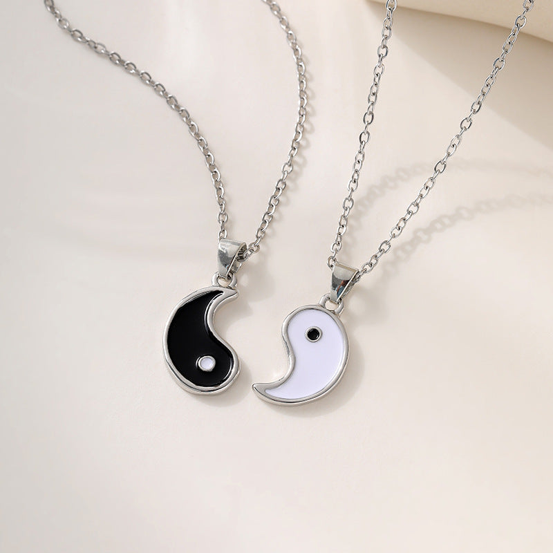 Wholesale  Drop Oil Black and White Couple Pendant Bracelet
