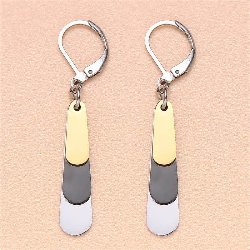Wholesale Stainless Steel Three Color Drop Earrings ACC-ES-LanXiu003