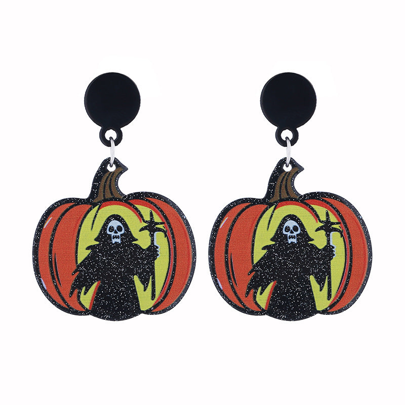 Wholesale Acrylic Earrings Ghost Pumpkin Cartoon Bat Pumpkin Halloween Earrings