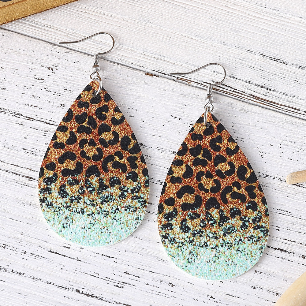 Wholesale Vintage Western Style Leopard Print Leather Earrings ACC-ES-ChuLian041