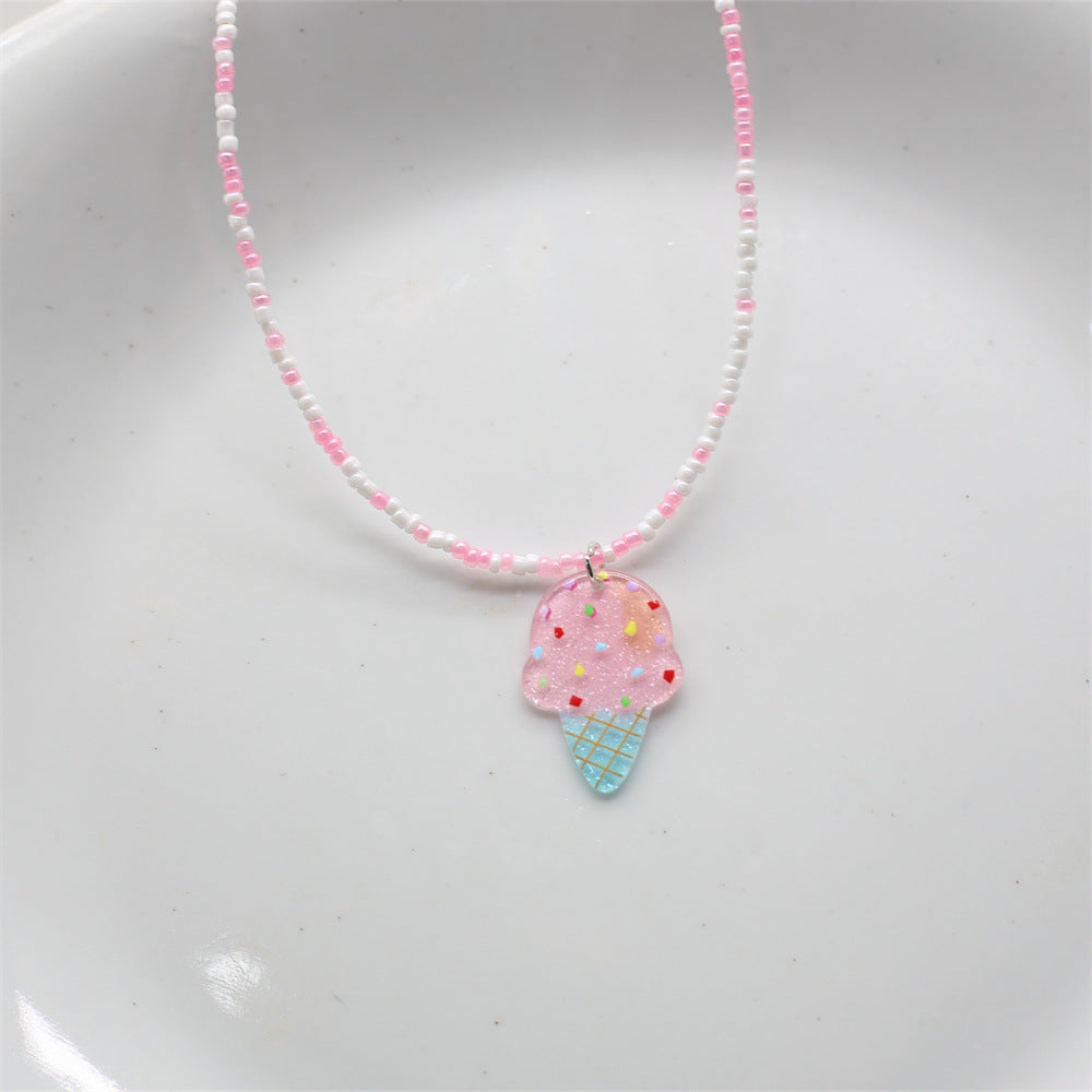 Wholesale Colorful Beaded Ice Cream Necklace