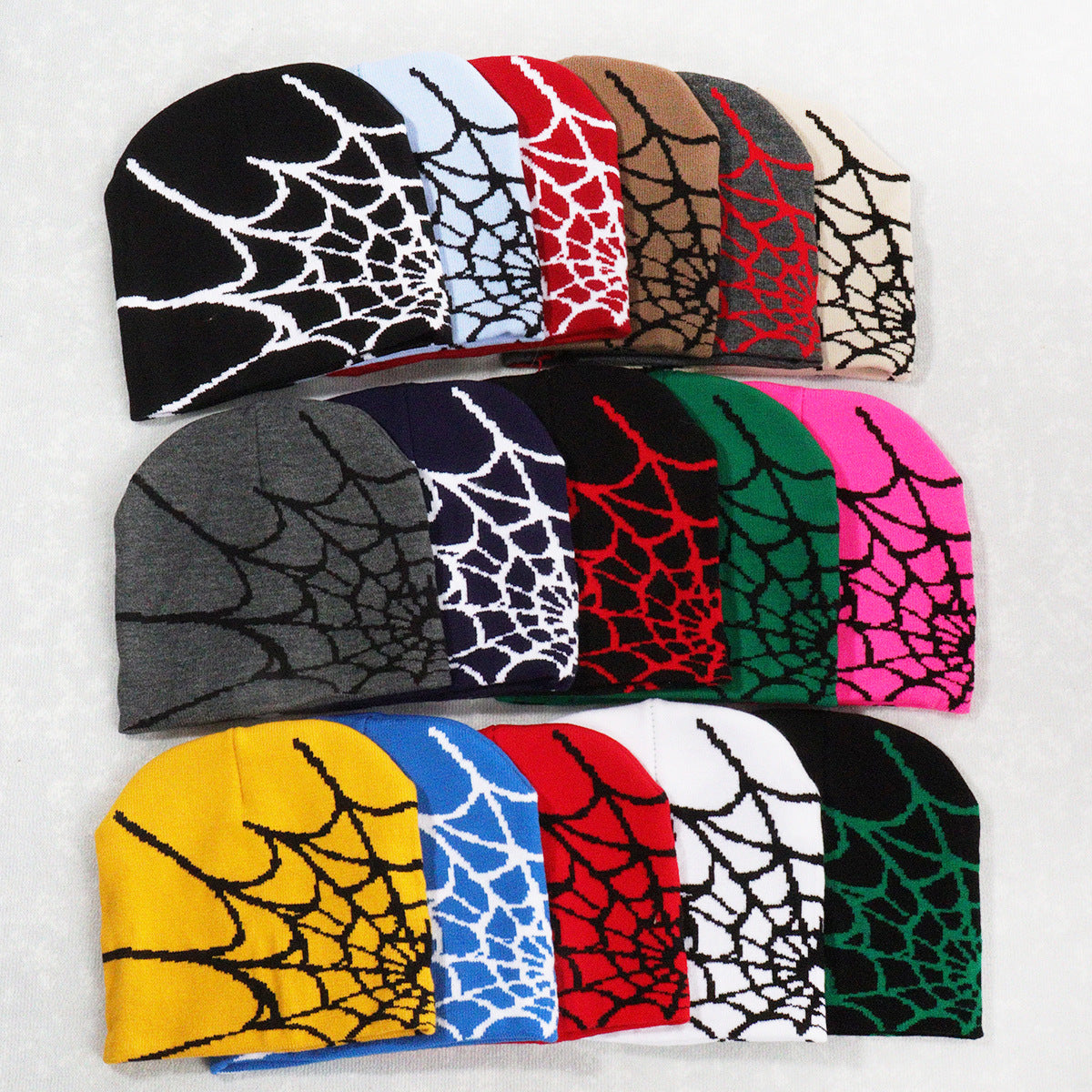 Wholesale Pullover Spider Web Y2K Jacquard Knitted Hat Beanie ACC-HT-Junl001