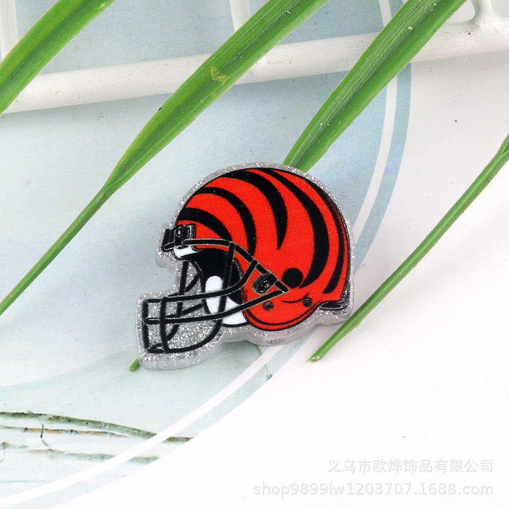 Wholesale 5pcs Acrylic Rugby Straight Hole Cartoon Beads