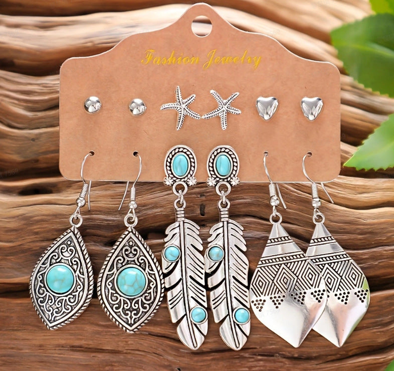 Wholesale Bohemian Tassel Earrings Set Alloy Electroplated Party Wear Jewelry