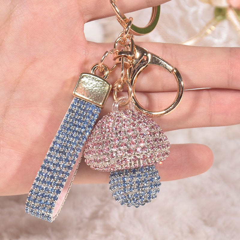 Wholesale Colorful Rhinestone Small Mushroom Keychain ACC-KC-GuangHui001
