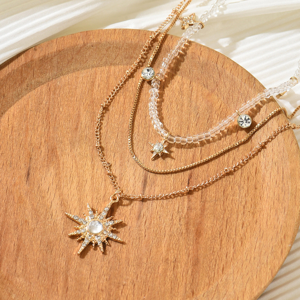 Wholesale Imitation Pearl Clavicle Chain Necklace With Electroplated Alloy Sunflower Star Pendant Trendy Jewelry Accessory For Boutique Resale