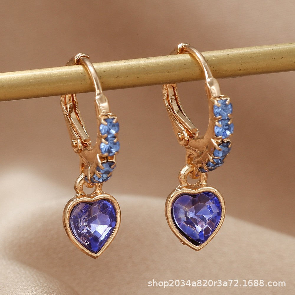 Wholesale  Metal Alloy Diamond Peach Heart Pendant Earrings