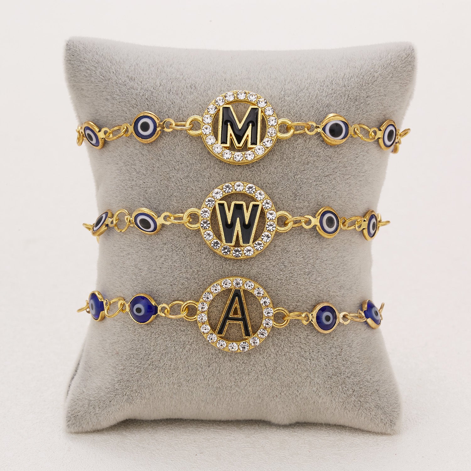 Wholesale Letter Rhinestone Blue Eyes Alloy Adjustable Bracelet