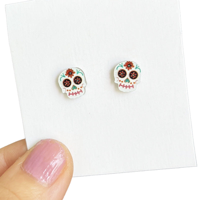 Wholesale  2 pairs/ pack Day of the Dead Skull Dress up Earrings