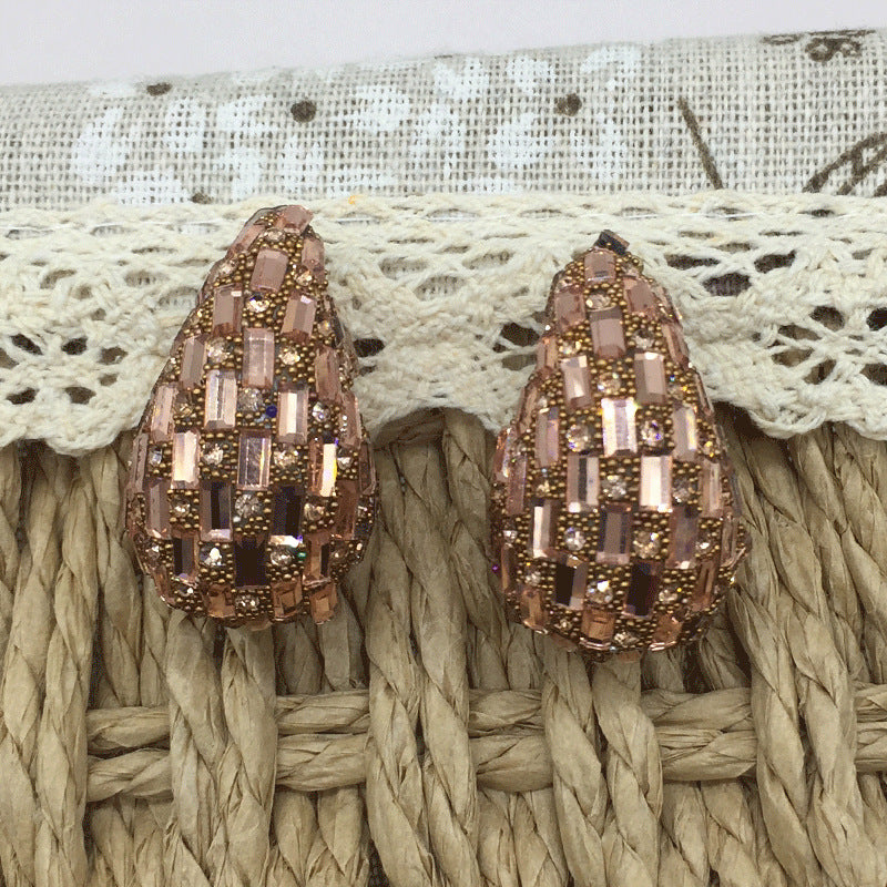 Wholesale Comma Colored Glass Full Diamond Light Luxury Earrings ACC-ES-KangD002