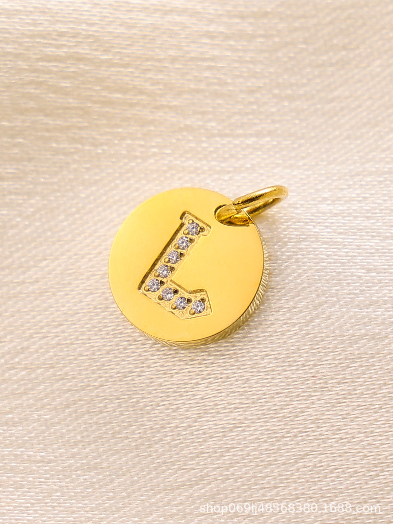 Wholesale  14K Round Brand Diamond Letter  Stainless Steel Pendant