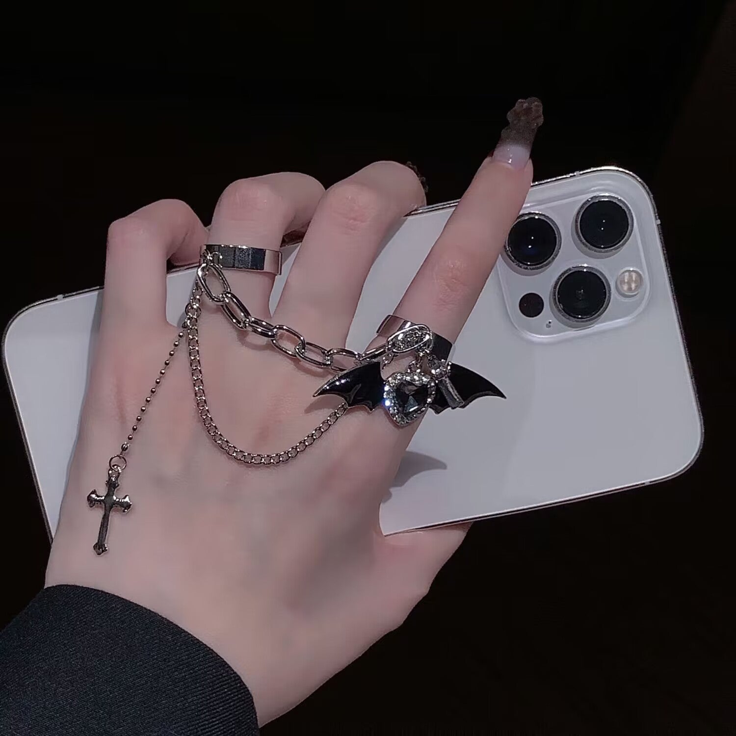 Wholesale Alloy Devil Ring Set Cross Pendant Gift Boutique Jewelry Accessory