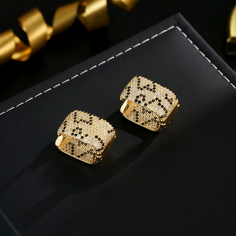 Wholesale light luxury leopard print ear buckle earrings