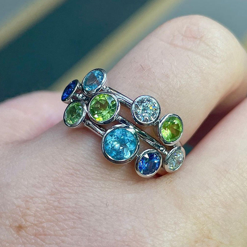 Wholesale Stylish Copper Zircon Ring Geometric Sweet Cool Women' s Jewelry Accessory