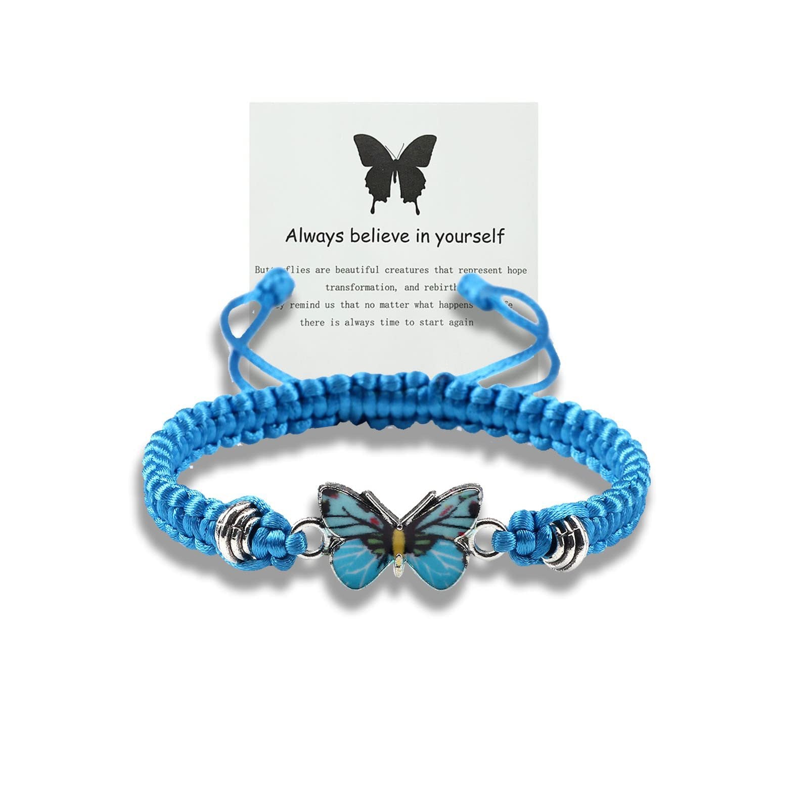 Wholesale Butterfly Design Adjustable Handmade Woven Bracelet Alloy Pendant Black Rope Women S Fashion Accessory