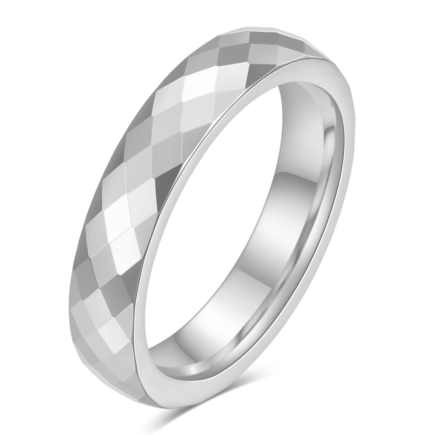 Wholesale 4MM 6MM faceted diamond couple tungsten steel ring