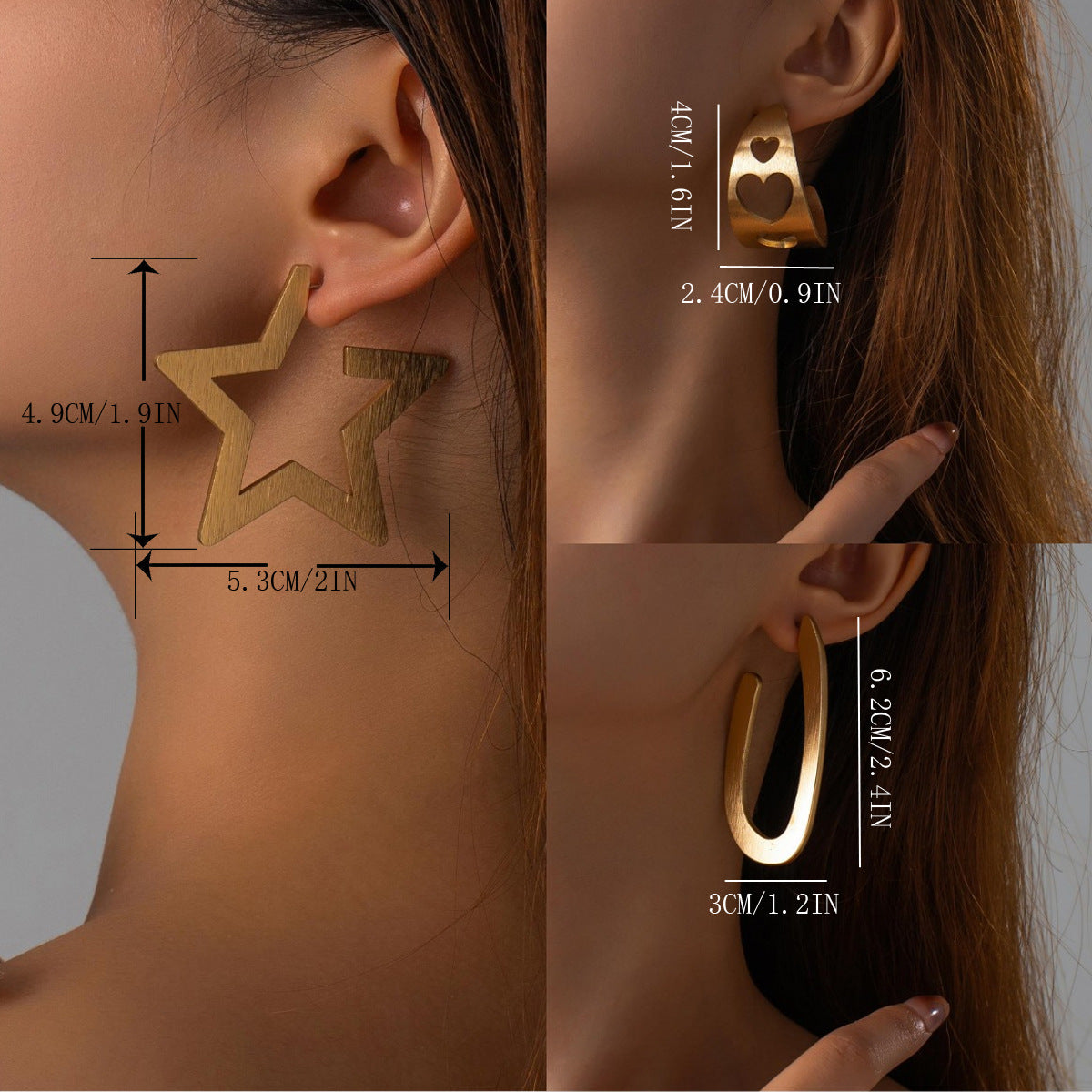 Wholesale five-pointed star gold earrings