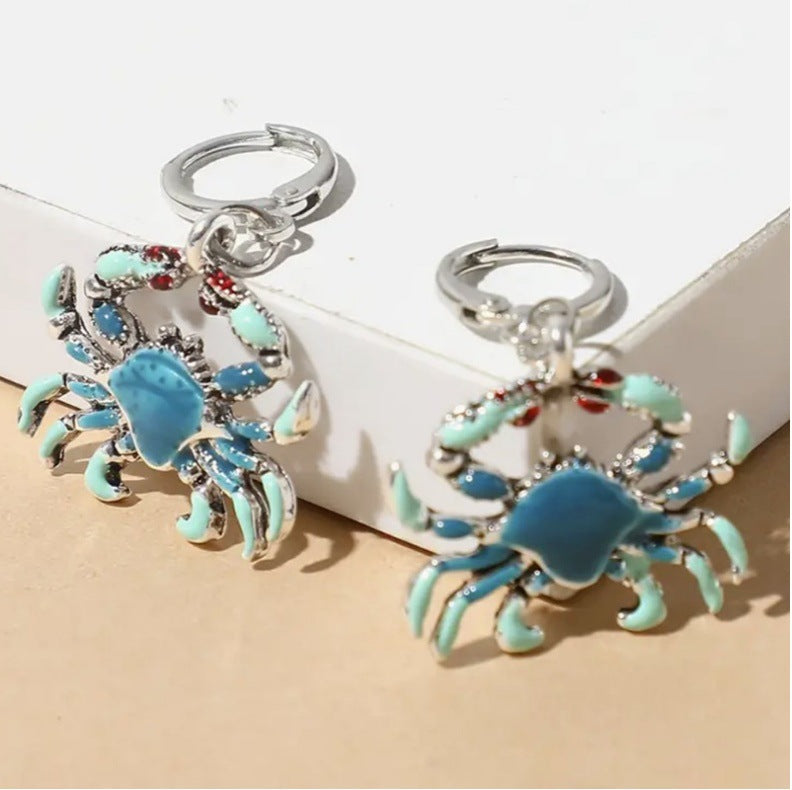 Wholesale Hawaiian Style Earrings Blue Crab Alloy Earrings ACC-ES-Shiy001