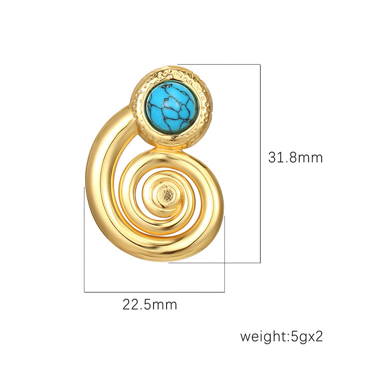 Wholesale Light Luxury 18K Gold Stainless Steel Natural Stone Earrings