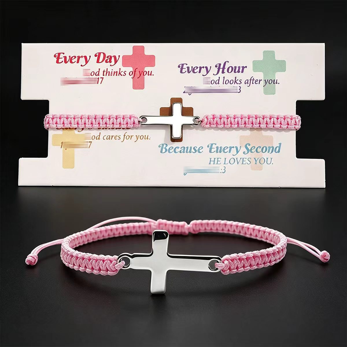 Wholesale Red Handmade Woven Cross Bracelet Stainless Steel Unisex Couple Gift Fashion Accessory