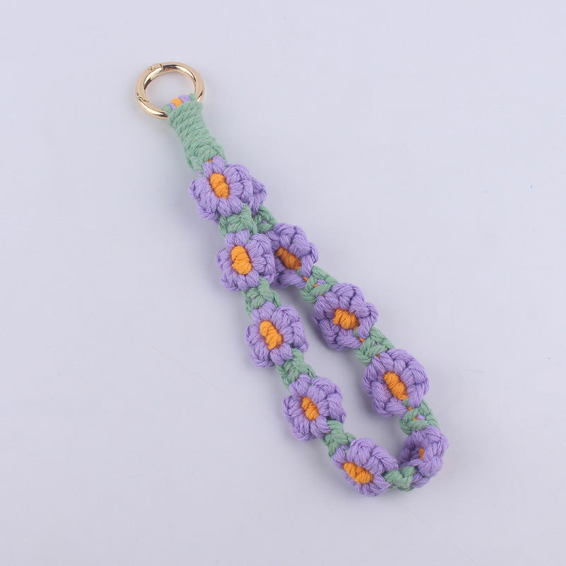 Wholesale Handmade Weaving Cotton Cord Daisy Keychain ACC-KC-GuangTian019