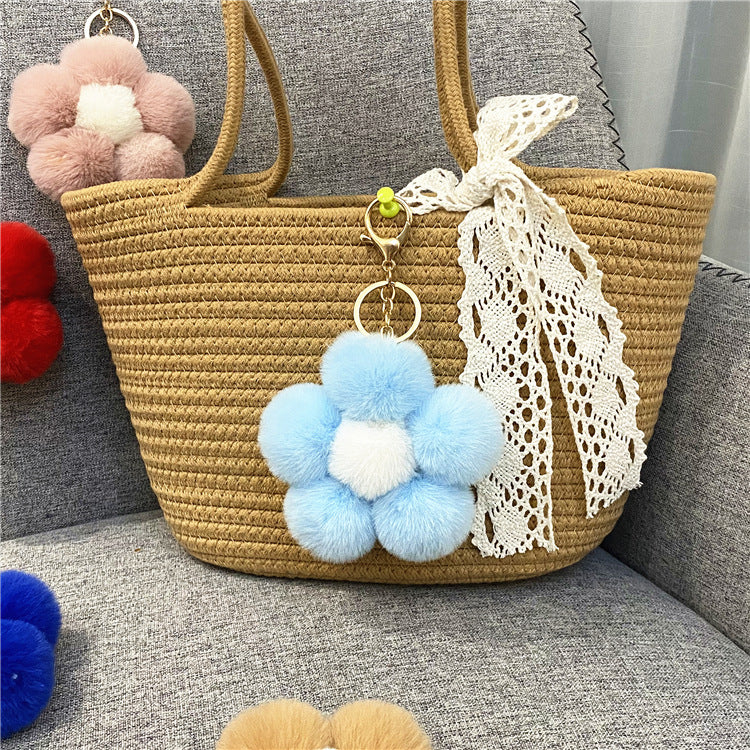 Wholesale Cute Flower Plush Keychain Red Plush Bag Charm For Bags And Car Keys Everyday Use Gift Boutique Resale