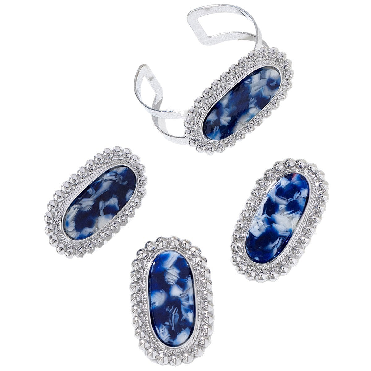 Wholesale Luxury Leopard Print Metal Three-Piece Earrings Ring Bracelet Set Exaggerated Personality Women' s Jewelry