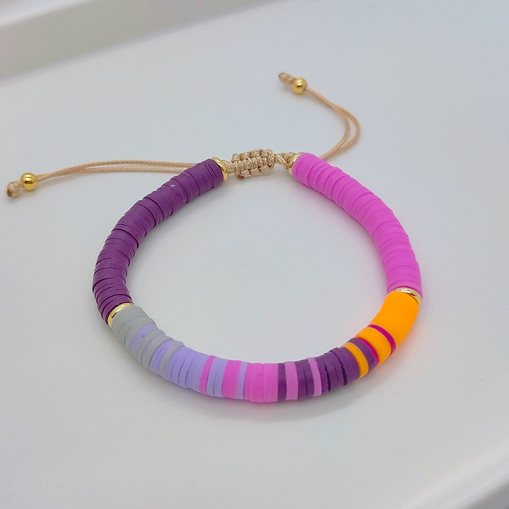 Wholesale Multi-layered Bracelets with Bohemian Beach Style Colorful Polymer Clay Bracelets Layered Bracelet Set ACC-BT-Qiqi008