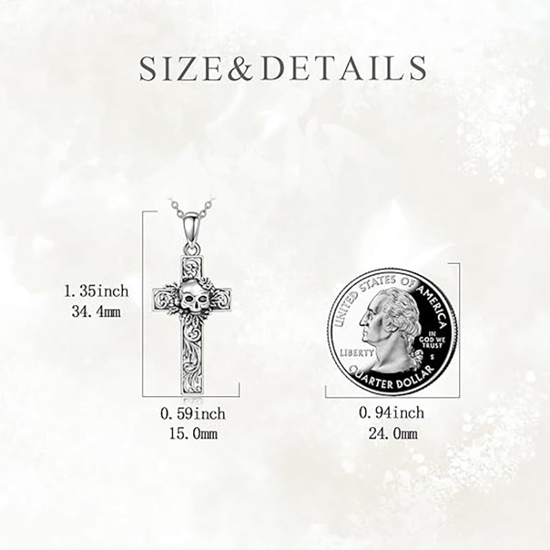 Wholesale  Skull Head Hollow Cross Necklace
