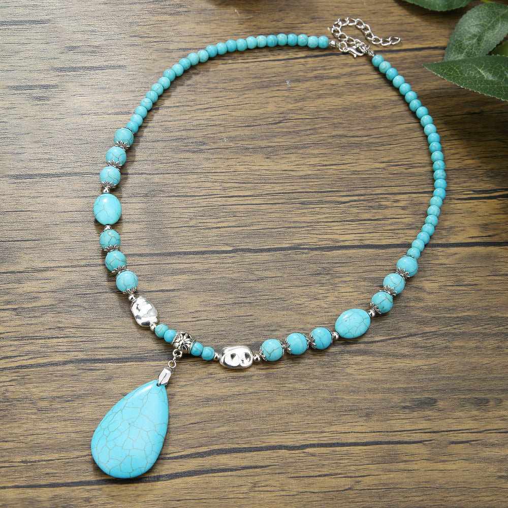 Wholesale turquoise necklace surfing punk necklace niche design hip-hop necklace