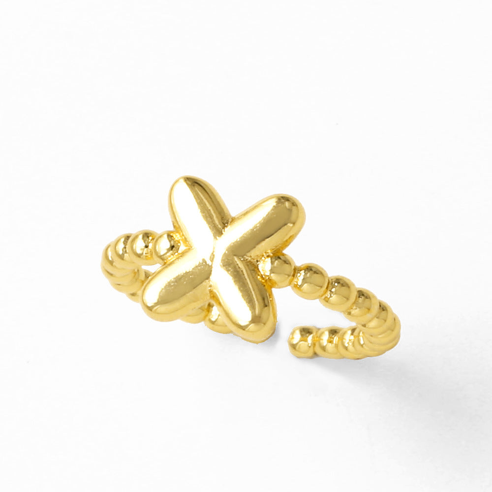 Wholesale 26 English letter rings gold-plated open rings