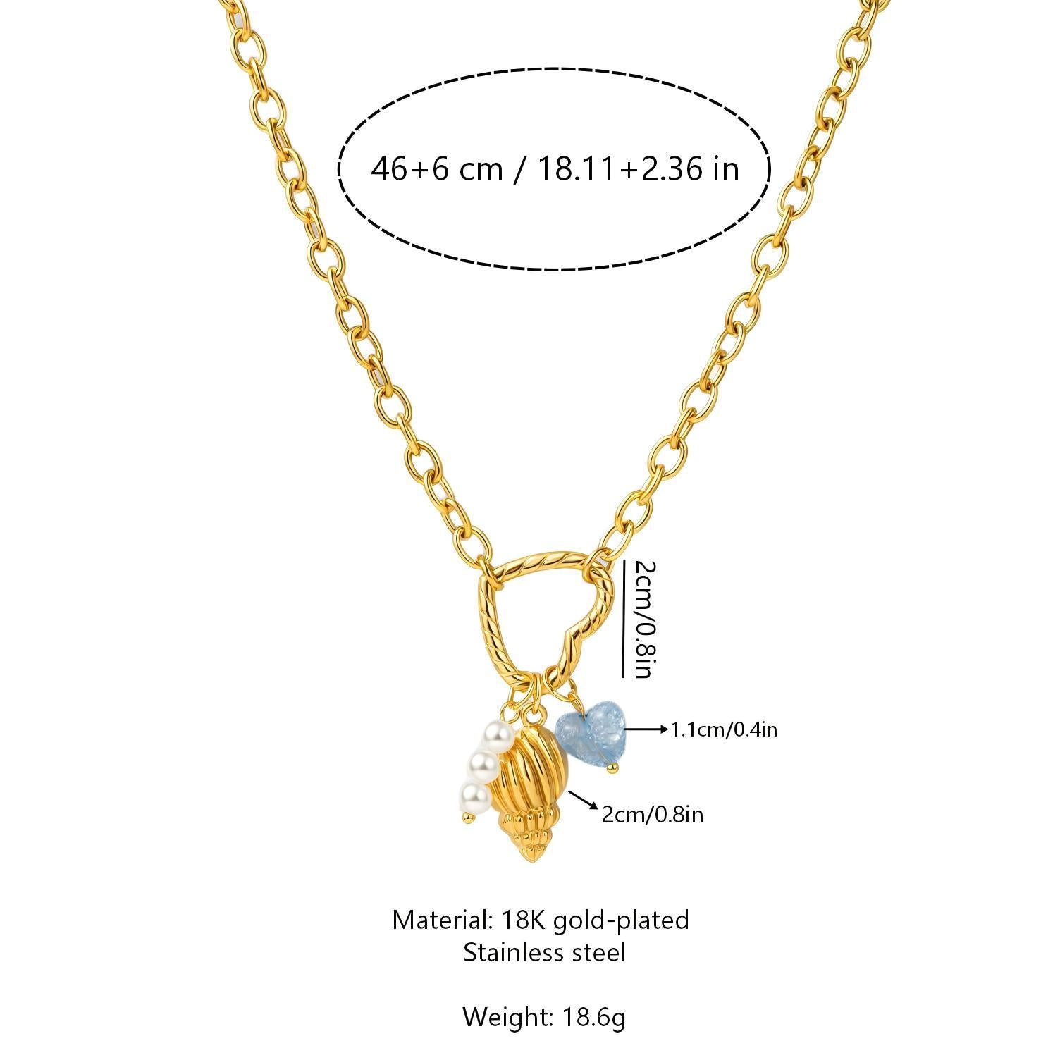 Wholesale Oceanic Resort Style Stainless Steel Necklace with Shells,  Starfish,  and Pearls