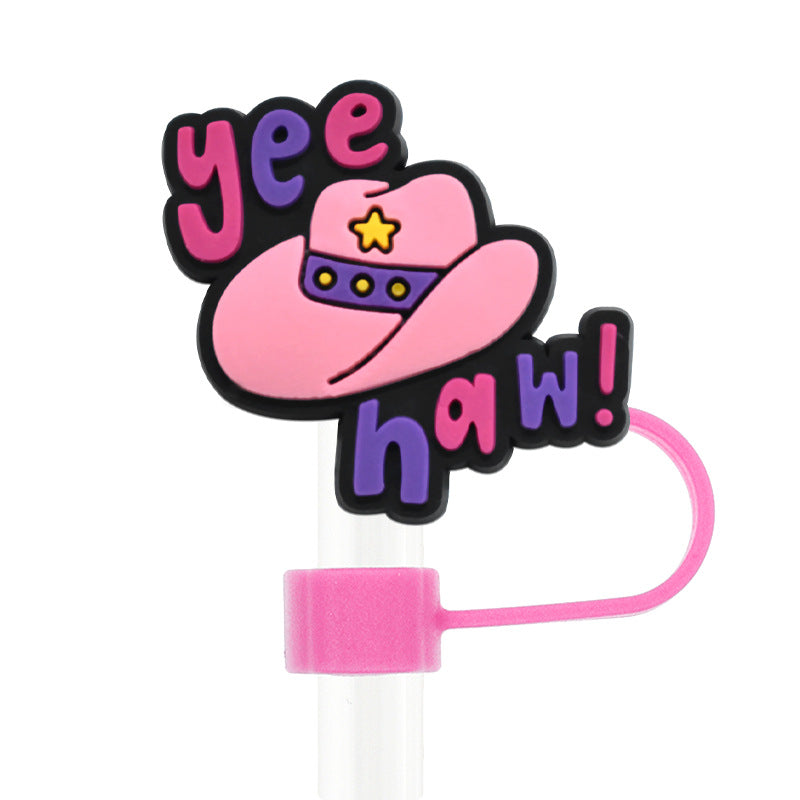 Wholesale Random 100pcs Straw Tube Cap Cowboy Girl Straw Cover ACC-SCR-RYY054