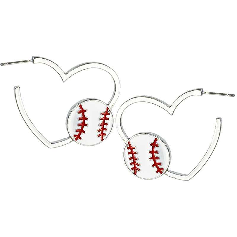 Wholesale 2 Pairs/pack Metal Rugby Sports Theme Basketball Football Softball Alloy Heart Earrings ACC-ES-HY159