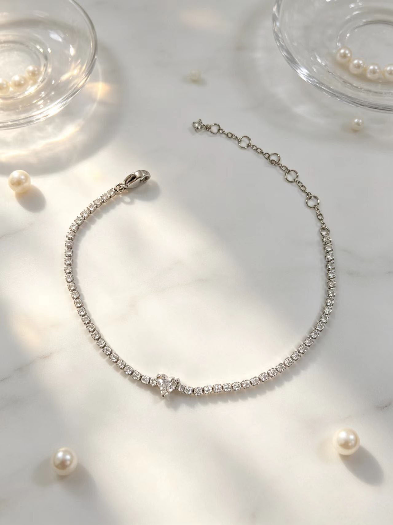 Wholesale Women S Pink Heart Titanium Steel Bracelet With Moissanite Everyday Fashion Accessory