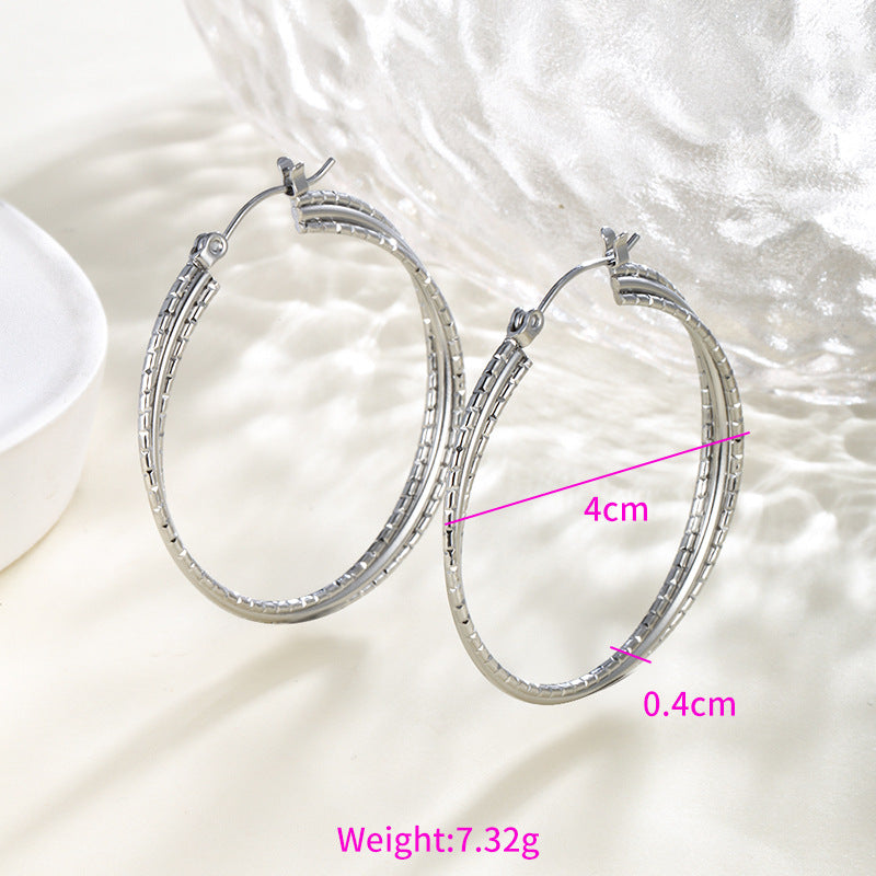 Wholesale Stainless steel heart-shaped large circle earrings