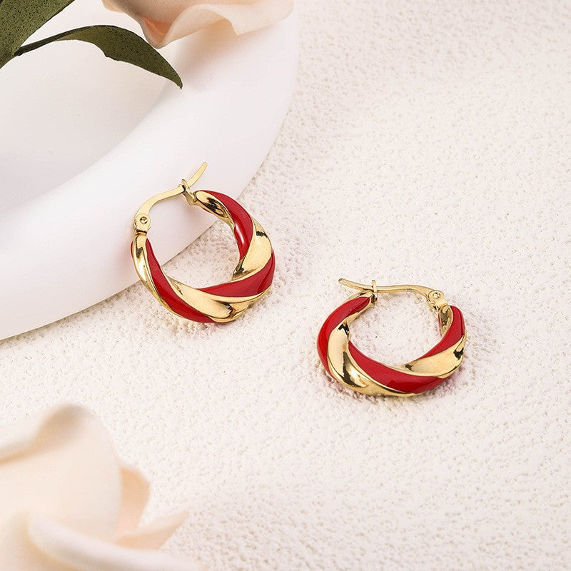 Wholesale Bohemian Beach Style Stainless Steel Earrings Oil Drop Earrings 18k Earrings ACC-ES-Ruix002