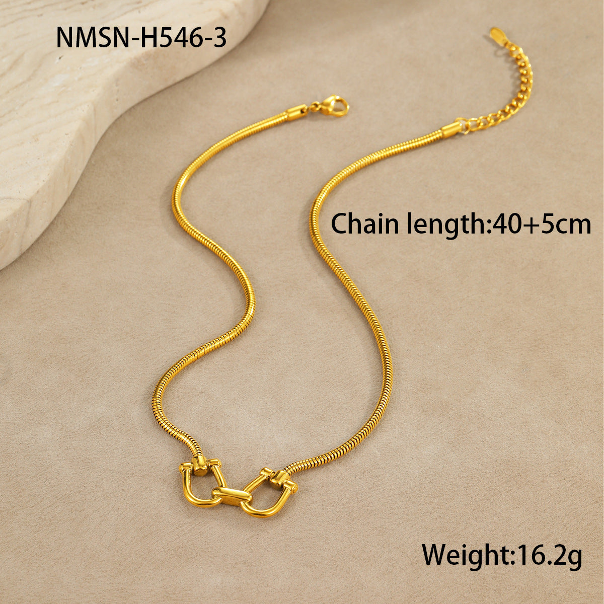 Wholesale Stainless steel necklace with 18K gold plated snake bone clavicle necklace