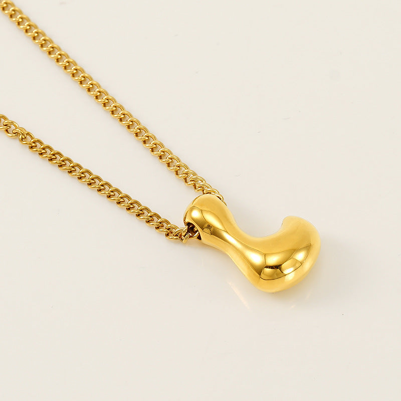 Wholesale Titanium Steel  balloon bubble letter pendant female necklace