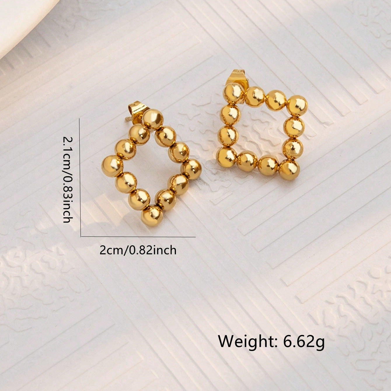 Wholesale stainless steel earrings 18K gold love flowers geometric gold beads earrings