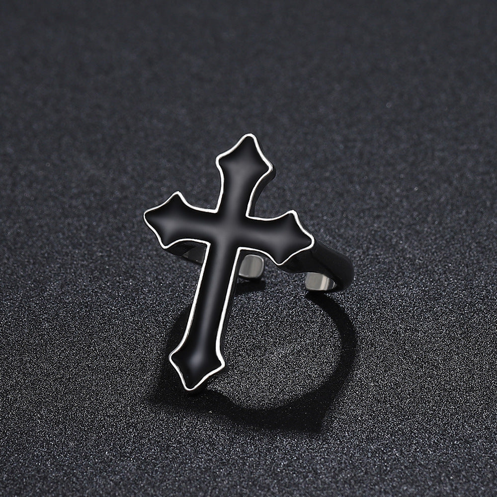 Wholesale Black Large Cross Open Ring