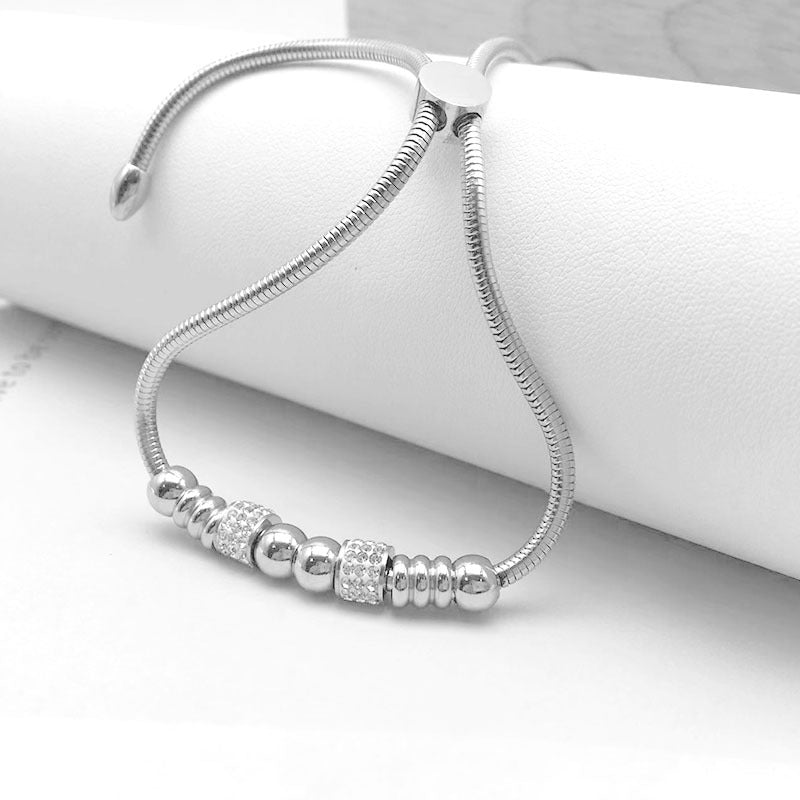 Wholesale Adjustable Full Diamond Round Bead Bracelet Stainless Steel Bracelets ACC-BT-Yima007